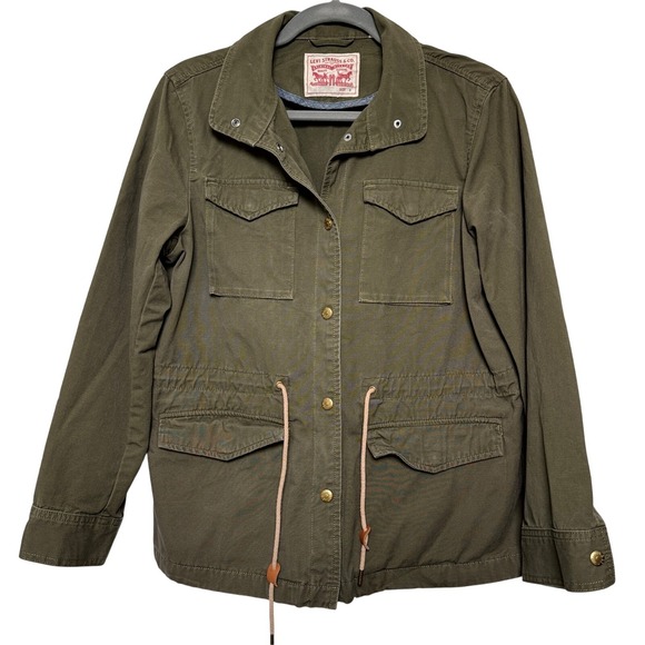 Levi Strauss & Co Jackets & Blazers - Levi Strauss Co Utility Jacket Olive Green Button Front Drawstring Waist Wmn S